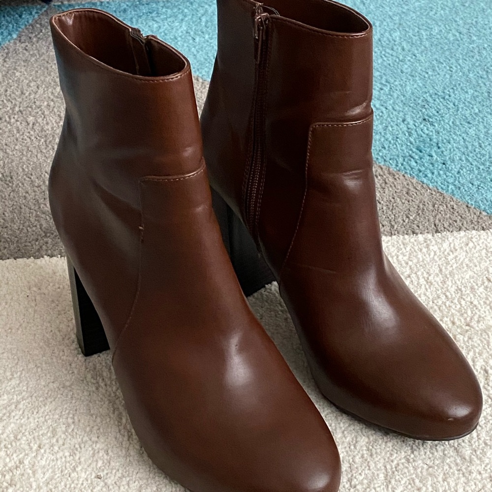 Forever21 Faux Leather Block Heel Boots
